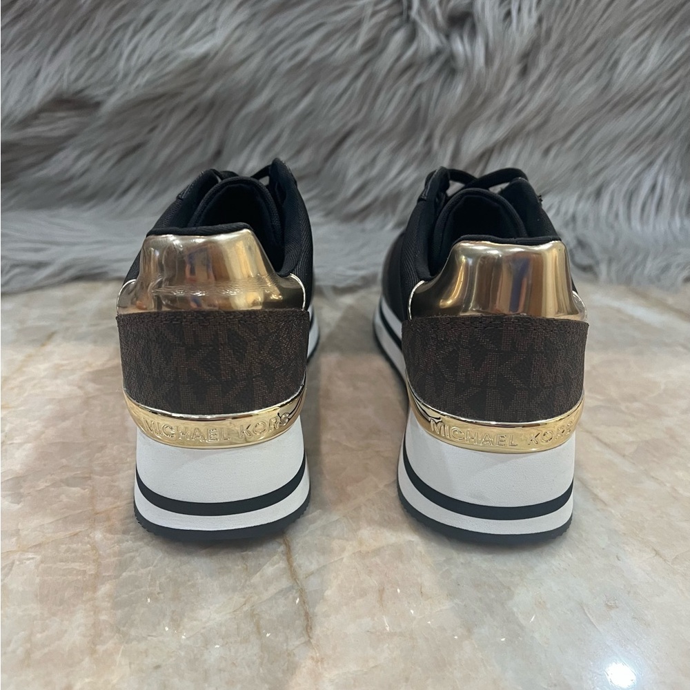 Michael Kors Women's Monique Trainer Lace-up Sneakers - Brown Logo - Picture 4 of 8